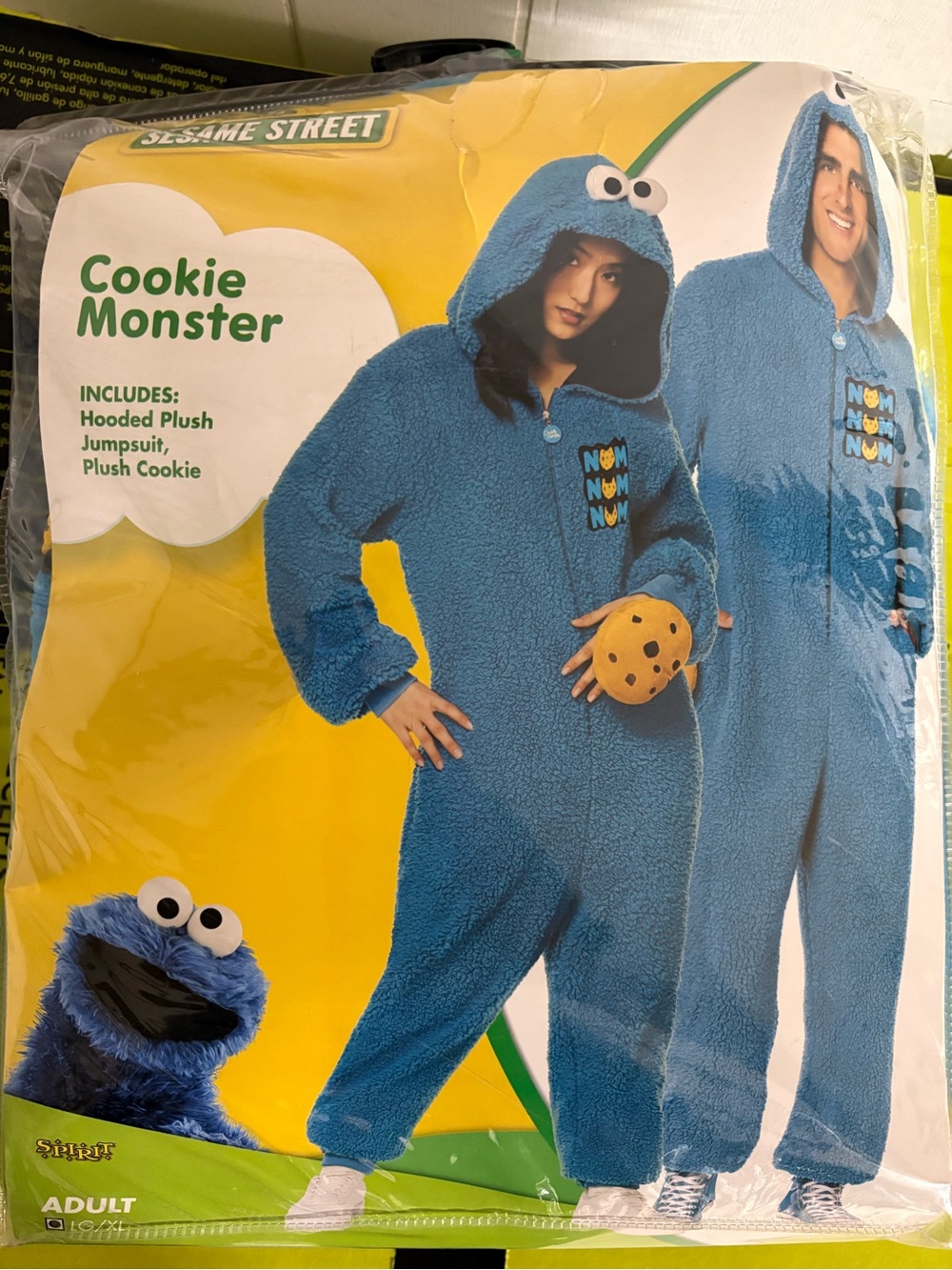 Sesame Street Cookie Monster Plush Blue Hooded Jumpsuit Costume